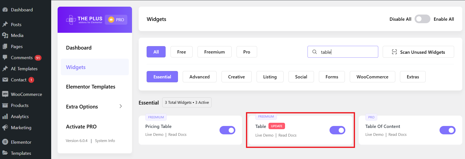 How to create comparison table in wordpress [step-by-step] from the plus addons for elementor