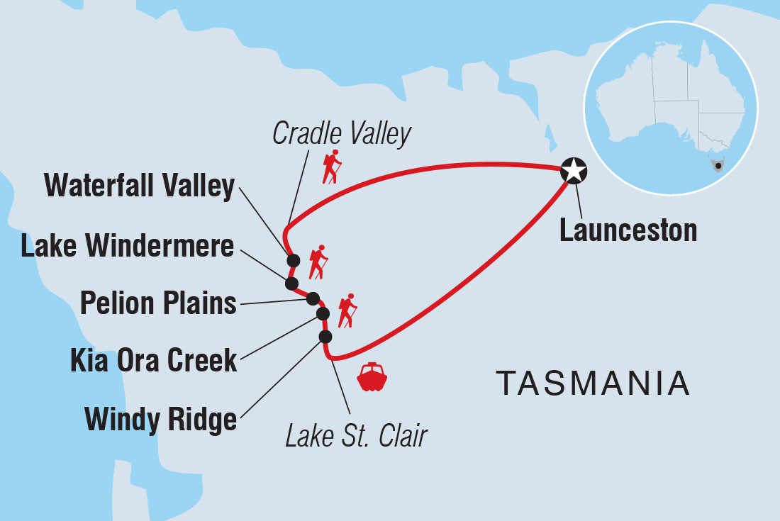 tourhub | Intrepid Travel | Trek the Cradle Mountain Overland Track  | Tour Map