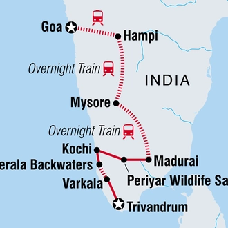 tourhub | Intrepid Travel | South India Revealed | Tour Map