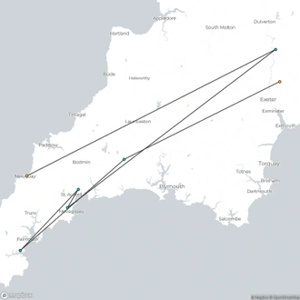 tourhub | Brightwater Holidays | England: Spring Gardens of Cornwall 731 | Tour Map