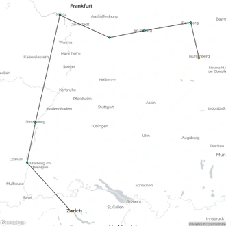 tourhub | Uniworld Boutique River Cruises | Zurich & the Rhine River Valley | Tour Map