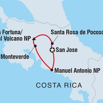 tourhub | Intrepid Travel | Costa Rica Family Holiday | Tour Map