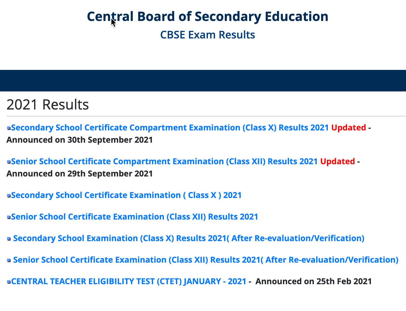 Click on CBSE 12th Term 1 result.