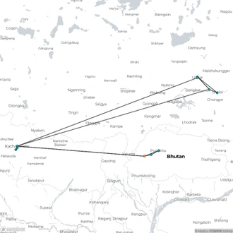 tourhub | Crooked Compass | Bhutan, Nepal &#038; Tibet | Tour Map