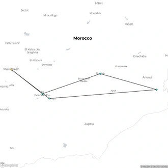 tourhub | Oasis Overland | MARRAKECH to MARRAKECH (8 days) Marrakech and Sahara Teen Tour | Tour Map