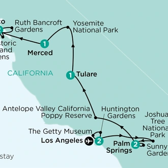 tourhub | APT | California Wildflowers & Desert Gardens | Tour Map