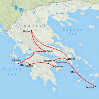 tourhub | On The Go Tours | Classical Greece & Idyllic Islands - 12 Days | Tour Map