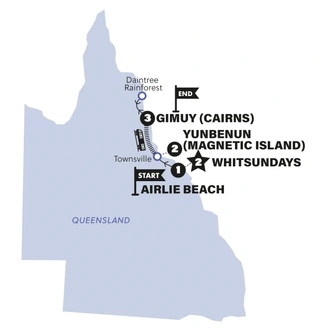 tourhub | Contiki | Australia: North Queensland Adventure with Sailing | 2024-2025 | Tour Map