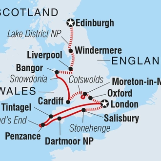 tourhub | Intrepid Travel | Best of England and Wales | Tour Map