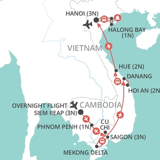 tourhub | Wendy Wu | Angkor to the Bay | Tour Map