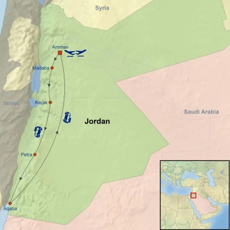 tourhub | Indus Travels | Jordan Highlights | Tour Map