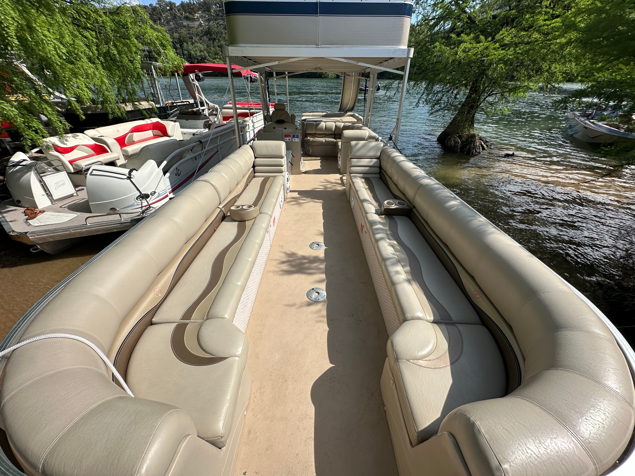 34ft Tahoe VT Double Decker Tritoon Boat with Slide on Lake Austin (Up to 14 Passengers) image 11