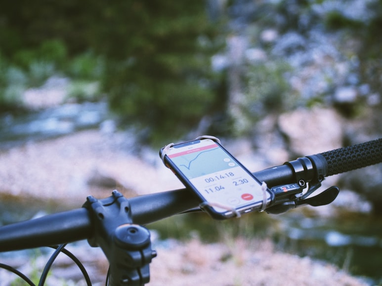 strava app being used for tracking outdoor biking
