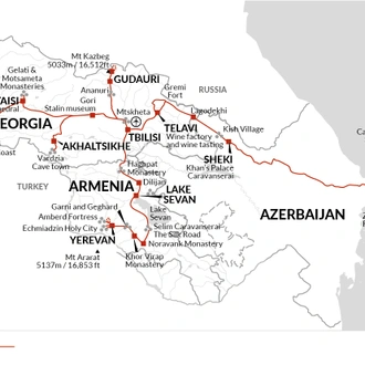 tourhub | Explore! | Land of the Golden Fleece + Azerbaijan Extension | Tour Map