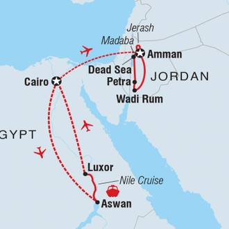 tourhub | Intrepid Travel | Premium Egypt & Jordan | Tour Map