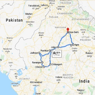 tourhub | Panda Experiences | Heritage Tour of Rajasthan | Tour Map