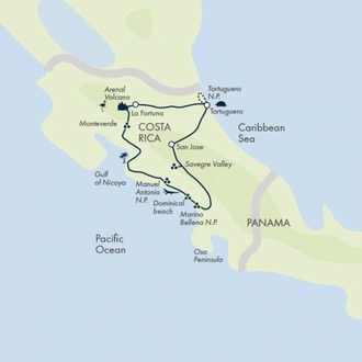 tourhub | Exodus Adventure Travels | Discover Costa Rica - with Dominical | Tour Map