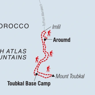 tourhub | Intrepid Travel | Mount Toubkal Long Weekend Trek | Tour Map