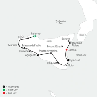 tourhub | Globus | The Sicilian | Tour Map