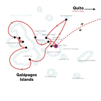 tourhub | G Adventures | Galápagos — North, West & Central Islands aboard the Yolita | Tour Map