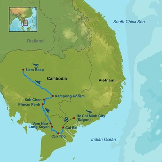tourhub | Indus Travels | Magical Mekong Cruise Upstream | Tour Map