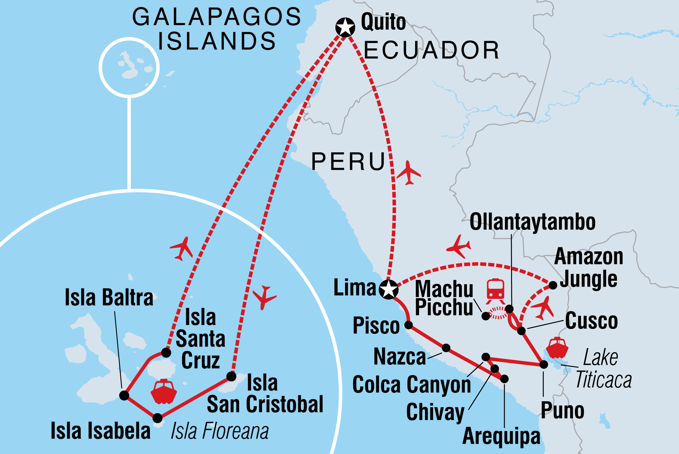 tourhub | Intrepid Travel | Peru & Galapagos Explorer | Tour Map