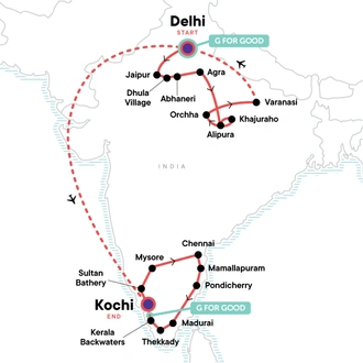 tourhub | G Adventures | India Encompassed | Tour Map