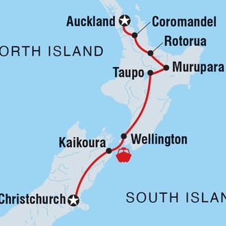 tourhub | Intrepid Travel | New Zealand's North to South Island Adventure  | Tour Map