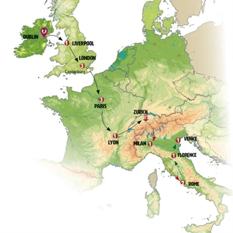 tourhub | Europamundo | Crossing Europe end Rome | Tour Map