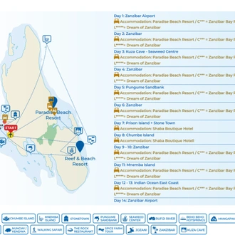 tourhub | Beach and Safari Holidays | Zanzibar Beach and Ocean Holidays | Tour Map