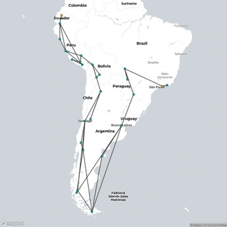 tourhub | Oasis Overland | Quito To Rio (105 Days) Kingdoms & Carnivals | Tour Map