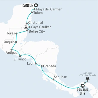 tourhub | Bamba Travel | Cancun to Panama City Travel Pass | Tour Map