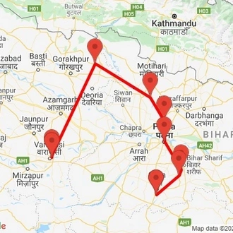 tourhub | Agora Voyages | Budhist Pilgrimage Tour of Places Associated with Lord Buddha Life | Tour Map