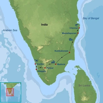tourhub | Indus Travels | Southern India Jewels | Tour Map