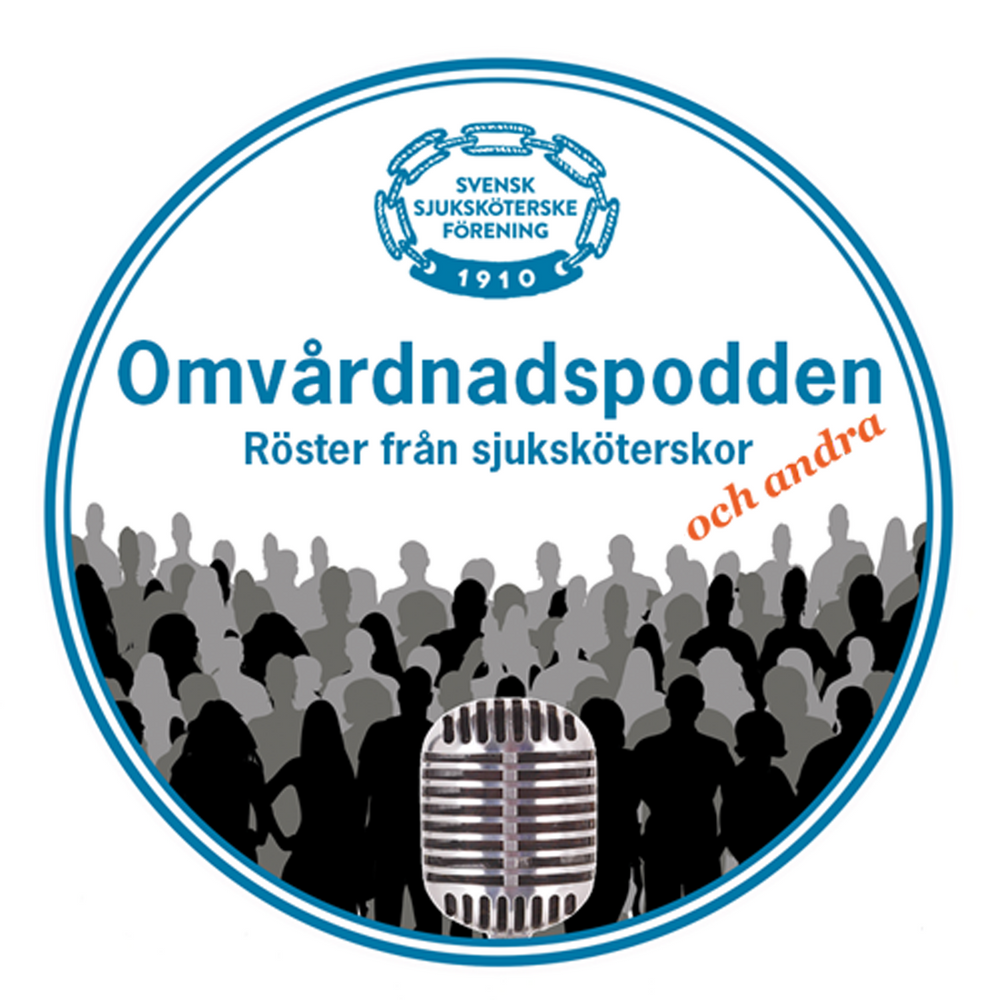 Logotyp för Svensk sjuksköterskeförenings podcast "Omvårdnadspodden - röster från sjuksköterskor och andra"