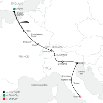 tourhub | Globus | European Highlights | Tour Map