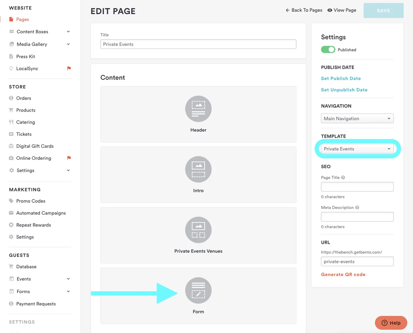 How to Connect Your BentoBox Inquiry Form to Perfect Venue