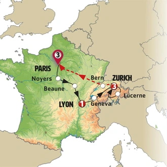 tourhub | Europamundo | French and Swiss Spirit | Tour Map