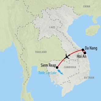 tourhub | On The Go Tours | Danang, Hoi An & Siem Reap - 9 days | Tour Map