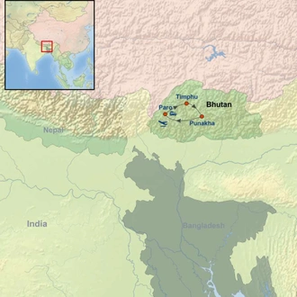 tourhub | Indus Travels | Glimpse of Bhutan | Tour Map