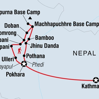 tourhub | Intrepid Travel | Annapurna Base Camp Trek | Tour Map
