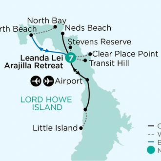 tourhub | APT | Walking Discoveries of Lord Howe Island’s Flora, Seabirds & Marine Life | Tour Map