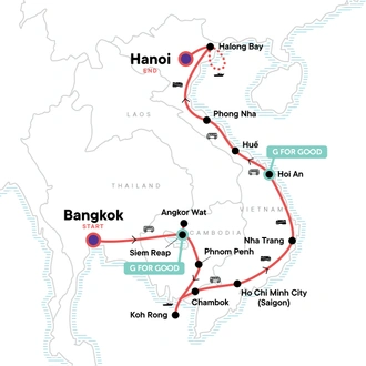 tourhub | G Adventures | Cambodia & Vietnam: Night Markets & Noodle-Making | Tour Map