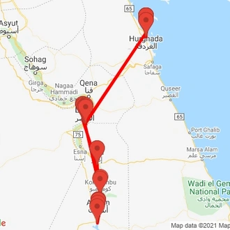 tourhub | Egypt Best Vacations | 15 Day Egypt Tour From Europe: Hurghada & Nile Cruise | Tour Map