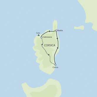 tourhub | Exodus Adventure Travels | Trek the GR20 of Corsica | Tour Map