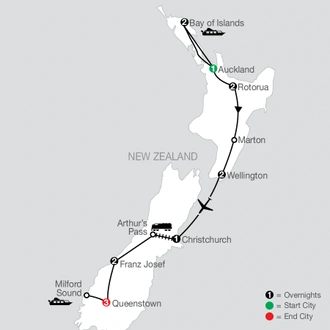 tourhub | Globus | Best of New Zealand | Tour Map