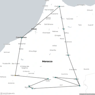 tourhub | Morocco Cultural Trips | Desert Adventure from Marrakech to the Imperial Cities and the North | Tour Map