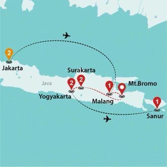 tourhub | Travel Talk Tours | Treasures Of Java (5 & 4 Star Hotels) | Tour Map