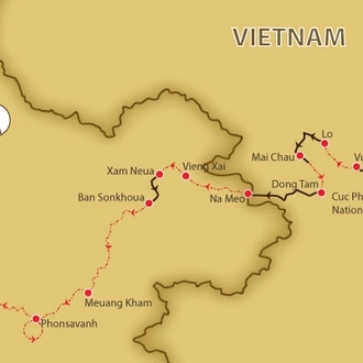 tourhub | SpiceRoads Cycling | Remote Vietnam and Laos by Bike | Tour Map