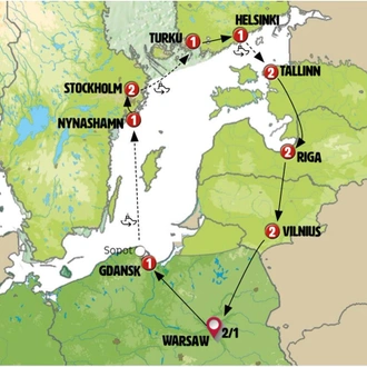 tourhub | Europamundo | Fabulous Poland and Baltic Capitals | Tour Map